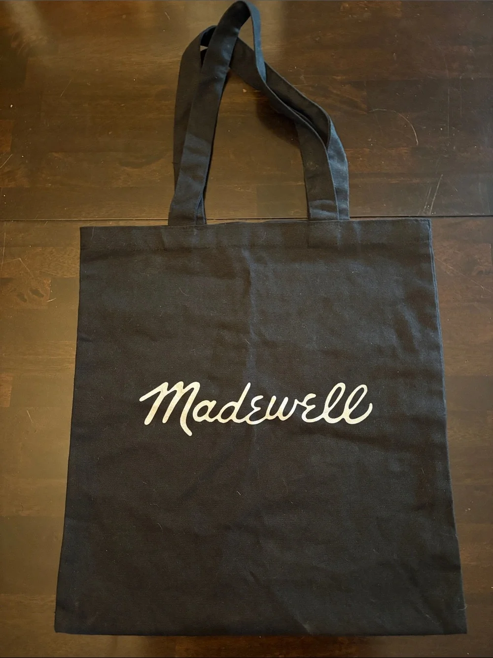 Madewell Black Canvas Tote with White Script Logo
